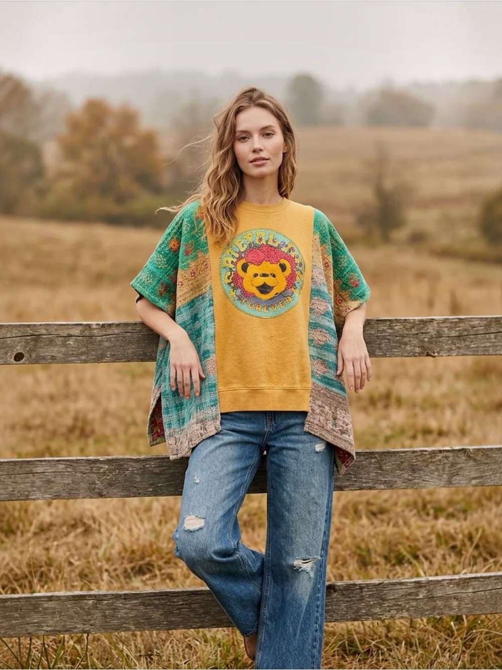 Handcrafted Upcycled Grateful Dead Kantha Tunic NWT One Size